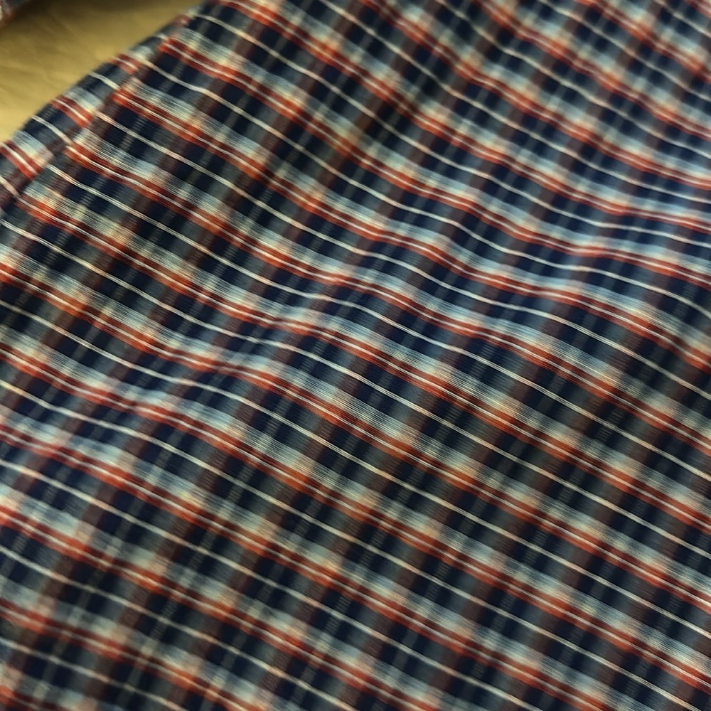Madewell 79 cotton 21 linen L popover plaid blouse red blue white tie sleeves - Picture 8 of 8